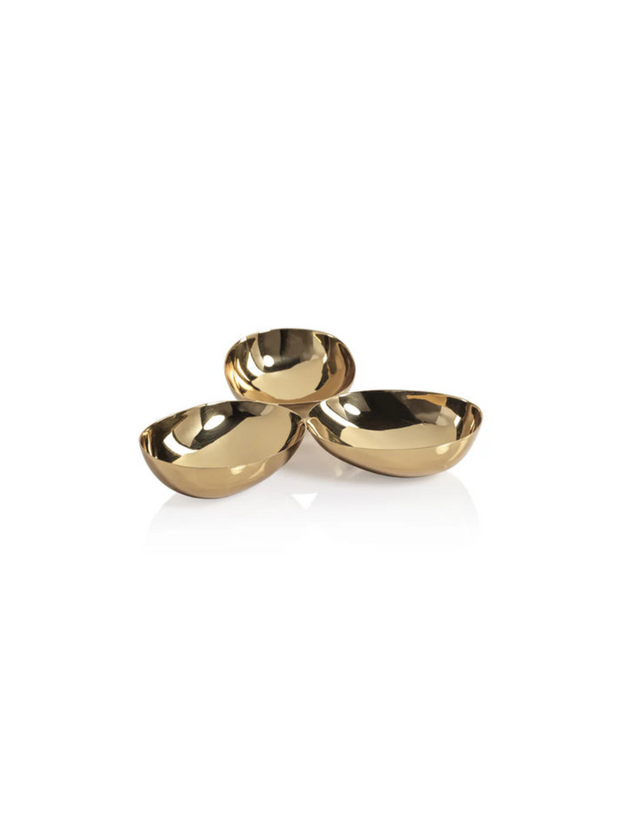 Triple Nut Bowl - Polished Gold