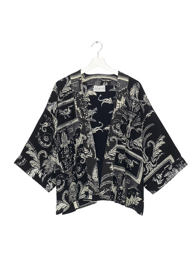 Vintage Damask Black Short Kimono