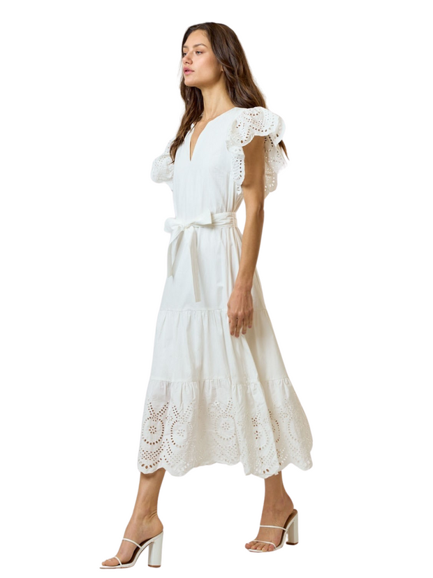 White Cotton Tie Waist