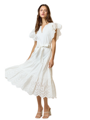 White Cotton Tie Waist