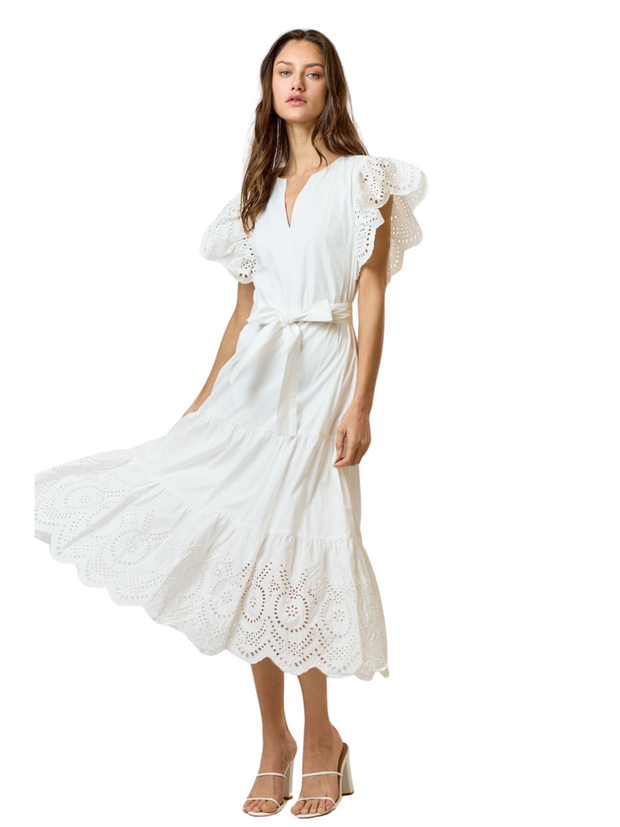 White Cotton Tie Waist