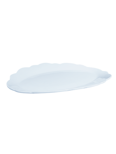 White Melamine - Scalloped Serving Oval Dish