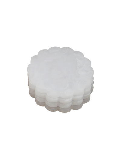 White Resin Scallop Coaster Set of 4