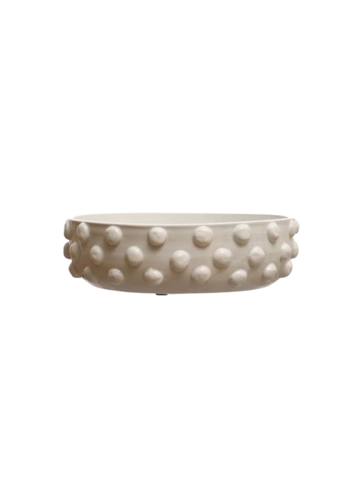 White Terra-cotta Bowl w/ Raised Dots