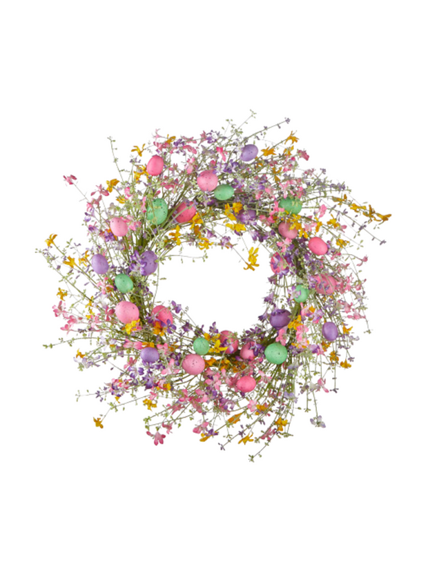 Wildflower & Pastel Egg Wreath