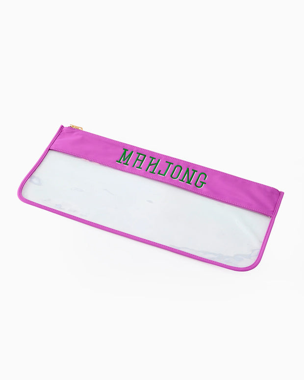 Clear / Purple Stitched Mahjong Bag