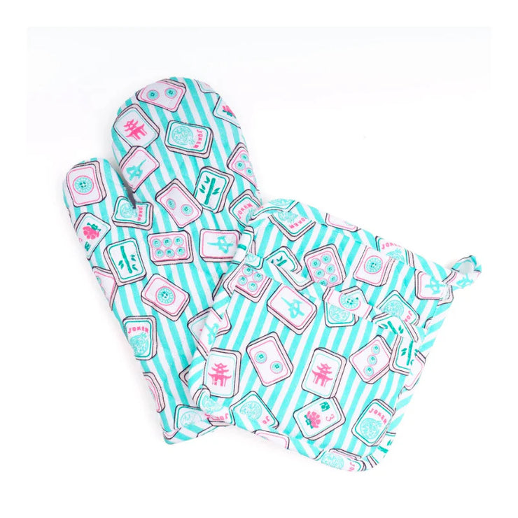 Mahjong Stripe Oven Mitt Set