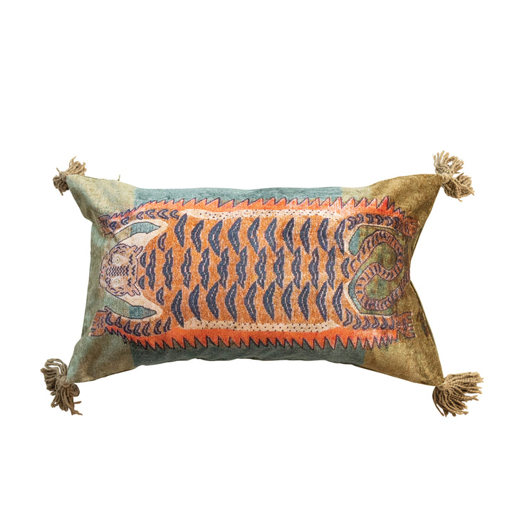 Velvet Tiger Lumbar Pillow (14"x24")