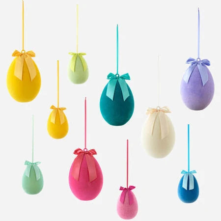Flocked Hanging Egg Display - 15.75"