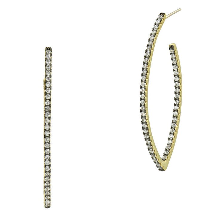 Signature Allover Pavé Pointed Hoop Earrings