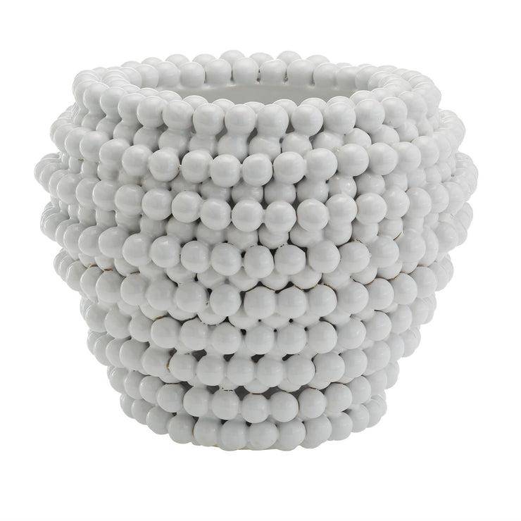 White Pompom Decorative Vase