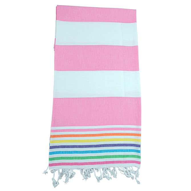 Pink White Rainbow Turkish Towel
