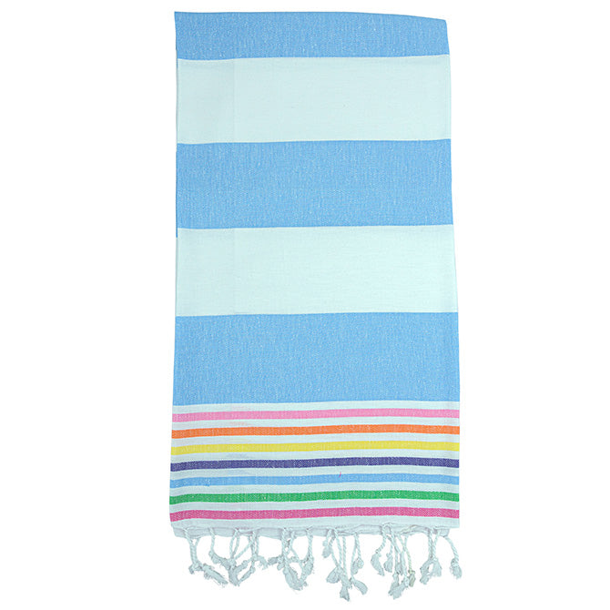 Sky Blue White Rainbow Turkish Towel