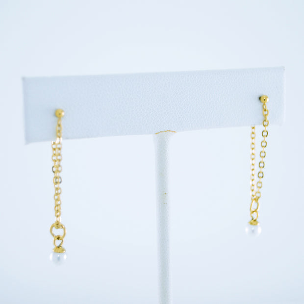 Gold Chain with Pearl Earrings