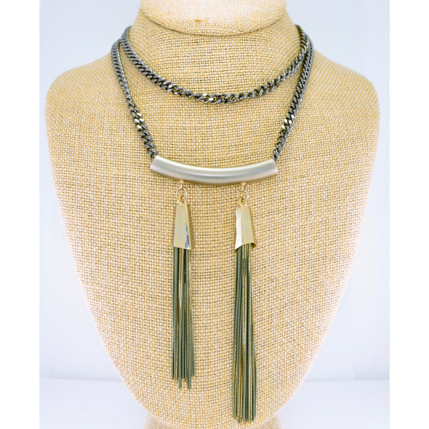 Golden Olive Tassel Necklace